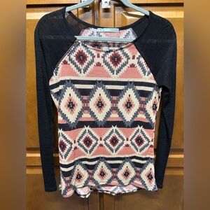 Maurices Aztec Pattern Long Sleeve Top
